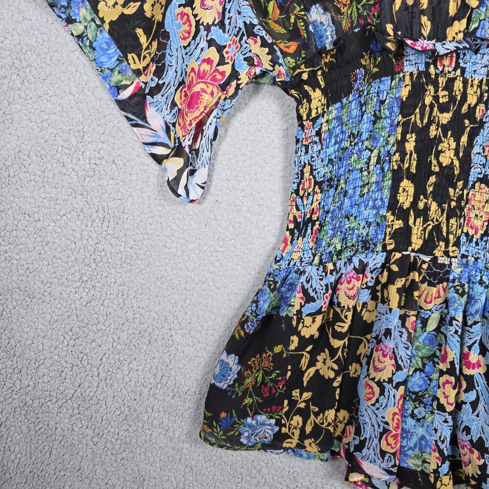 Zara Romper Large Multicolor Patchwork Print Flow… - image 6